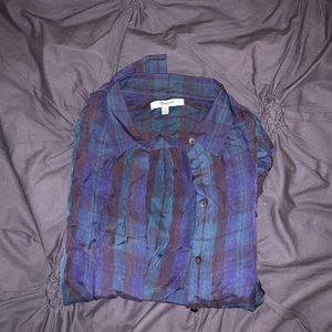 100% silk Madewell blouse in plaid print
